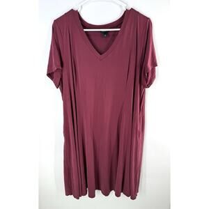 torrid skater dress 2X Burgundy Stretch V-neck Short Sleeve Pockets Trapeze